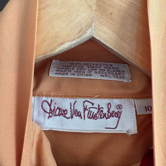 DIANE von FURSTENBERG | Mustard 70s Vintage Tie Neck Peasant Sleeve Blouse |10 - Picture 2 of 5